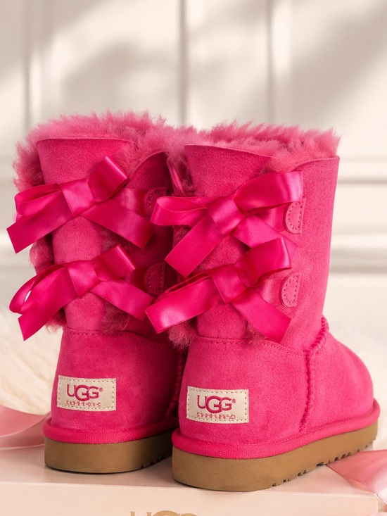 UGG Shoes - UGG Pink Fuchsia Bailey Bow Ugg Boots with Satin Bows Size 5 Women’s